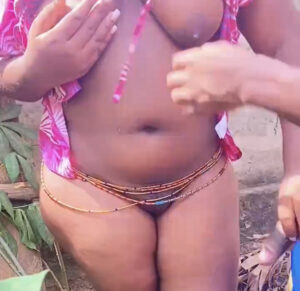 African lady received bbc backshot behind fence