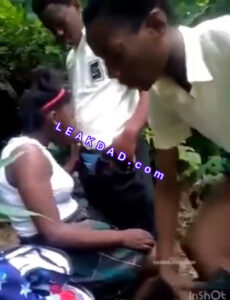 High school leak- two boys fuck classmate in the bush