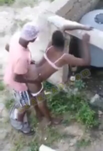 African man fuck homeless horny girl in the street