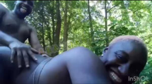 Jungle hardcore sex- African black ebony babe gets fuck