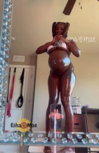 Black African ebony pregnant woman masturbate with big dildo