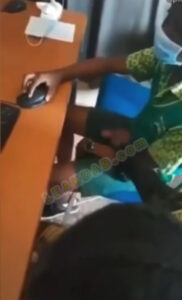 High school leak tapes- girl seeen giving handjob to a boy in school computer lab