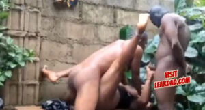 African homemade porn video- lady fuck two guys under the rain