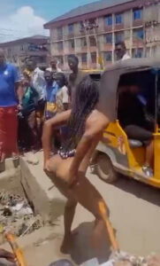 Naija female university student run mad after dropped from car by yahoo boy